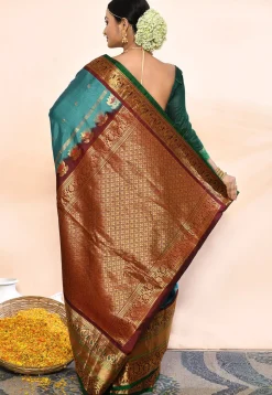 Gadwal Pure Silk Handloom Saree in Blue