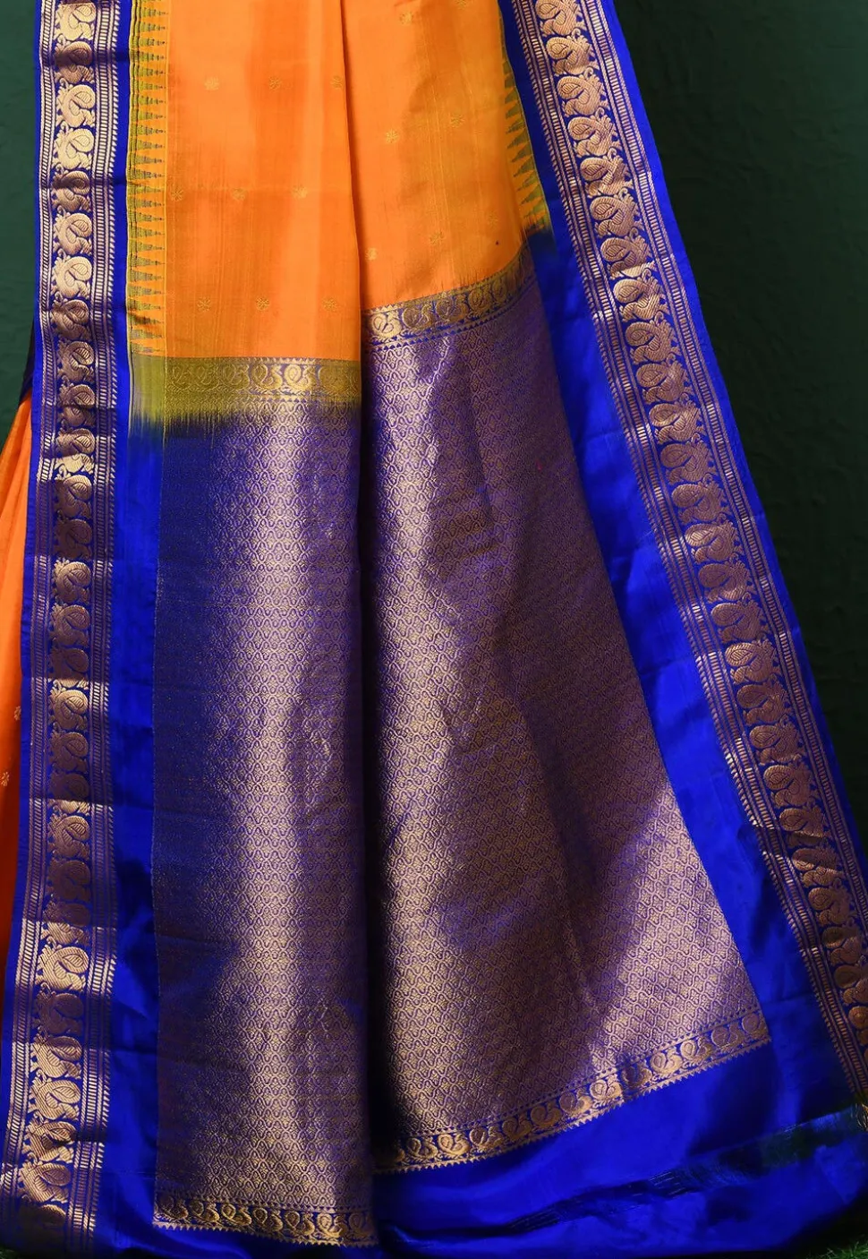 Gadwal Pure Silk Handloom Saree in Orange