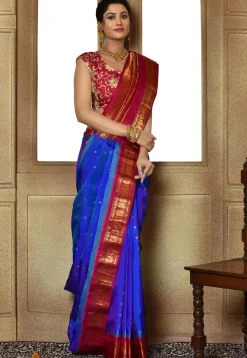 Gadwal Pure Silk Handloom Saree in Royal Blue