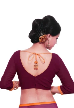 Georgette Blouse in Maroon and Yellow