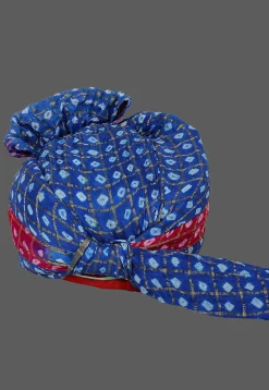 Ghatchola Art Silk Kids Turban in Royal Blue and Red