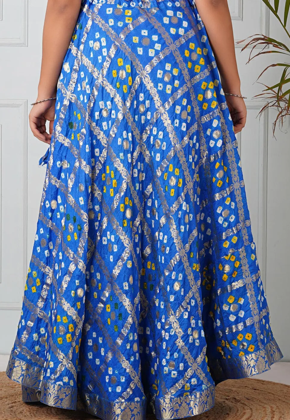 Ghatchola Art Silk Skirt in Royal Blue