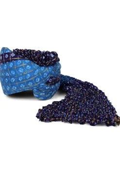 Ghatchola Art Silk Turban in Light Blue and Navy Blue