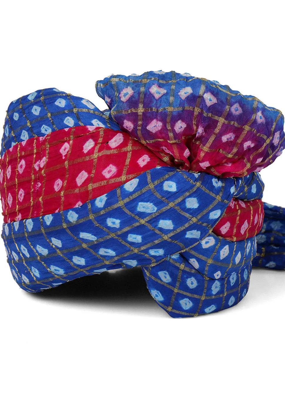Ghatchola Art Silk Turban in Blue and Fuchsia