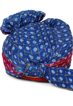 Ghatchola Art Silk Turban in Blue and Fuchsia