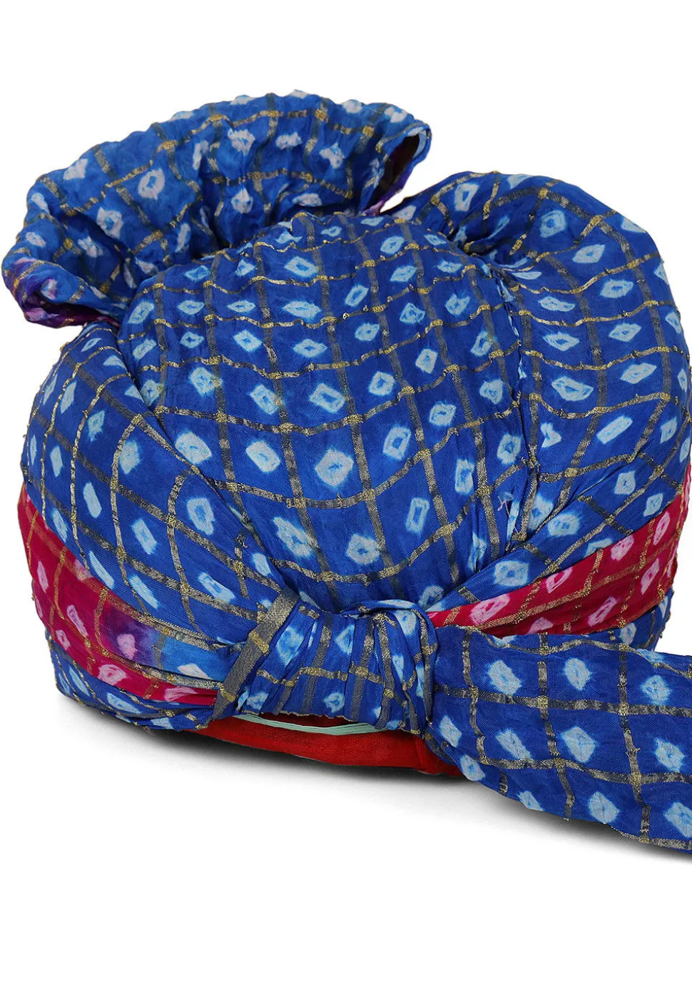 Ghatchola Art Silk Turban in Blue and Fuchsia