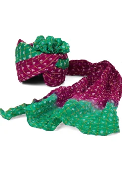 Ghatchola Art Silk Unisex Turban in Magenta and Green