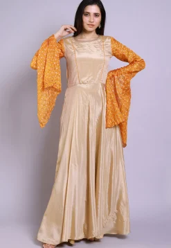 Ghatchola Chinon Crepe Gown in Beige
