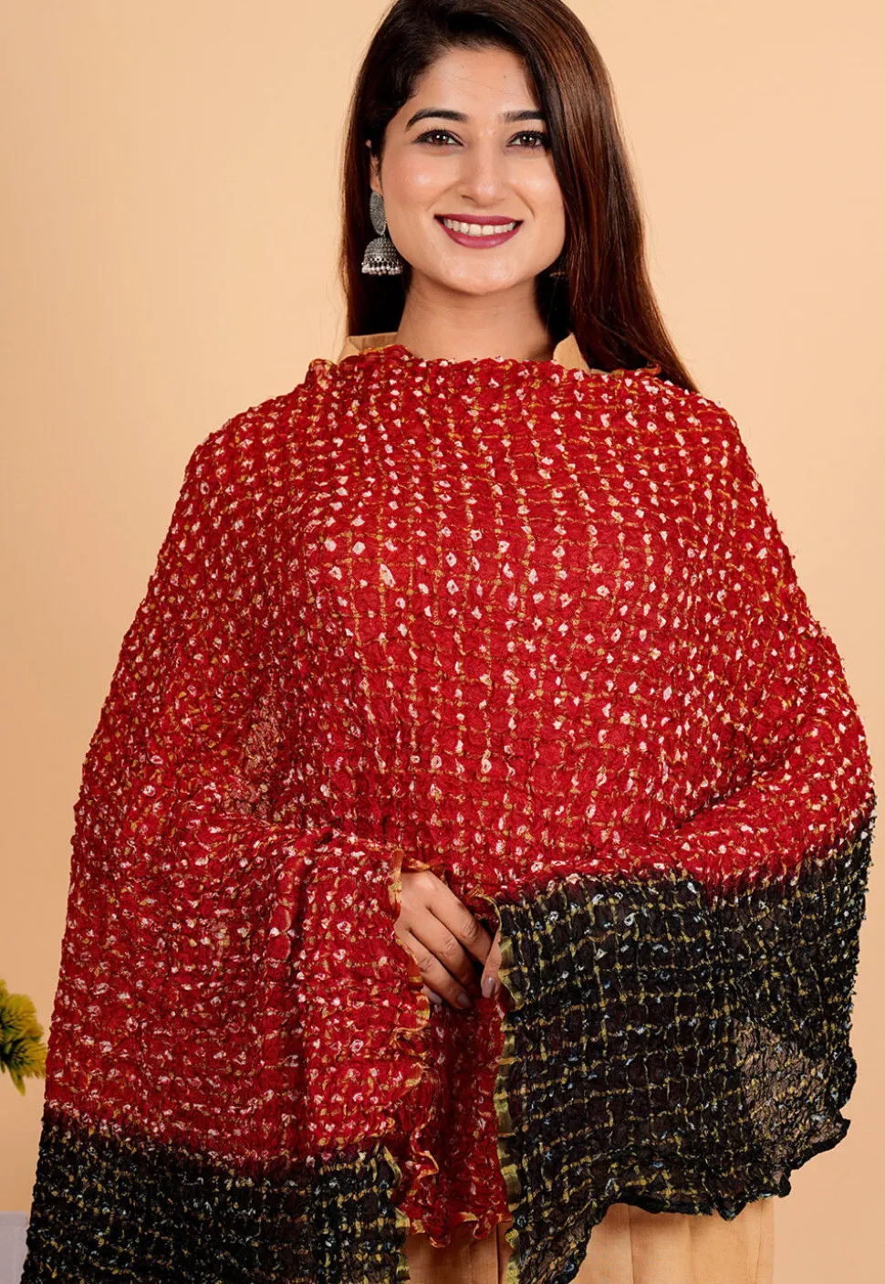Ghatchola Dupatta in Red and Black