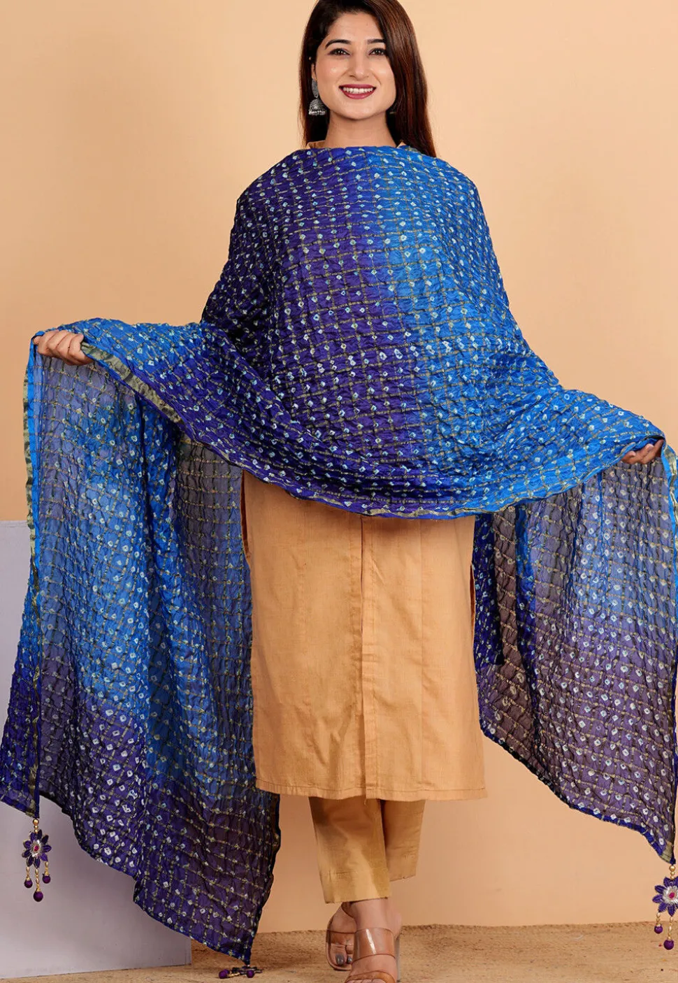 Ghatchola Dupatta in Shaded Blue