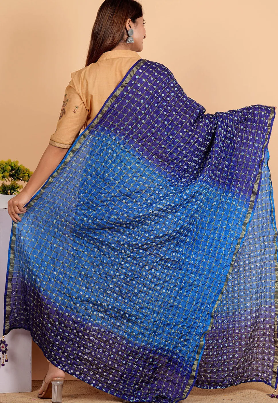 Ghatchola Dupatta in Shaded Blue