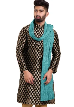 Glittered Crushed Tissue Men Stole in Pastel Blue
