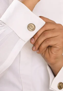 Gold Biscuit Metallic Cufflink Pair