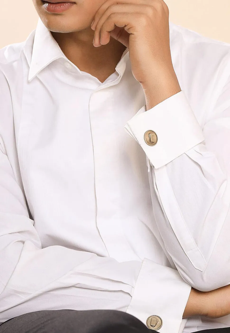 Gold Biscuit Metallic Cufflink Pair