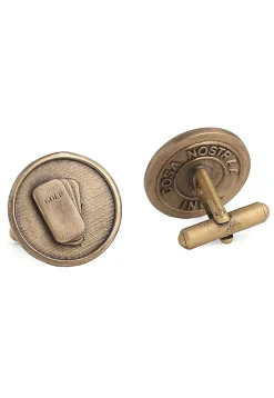 Gold Biscuit Metallic Cufflink Pair