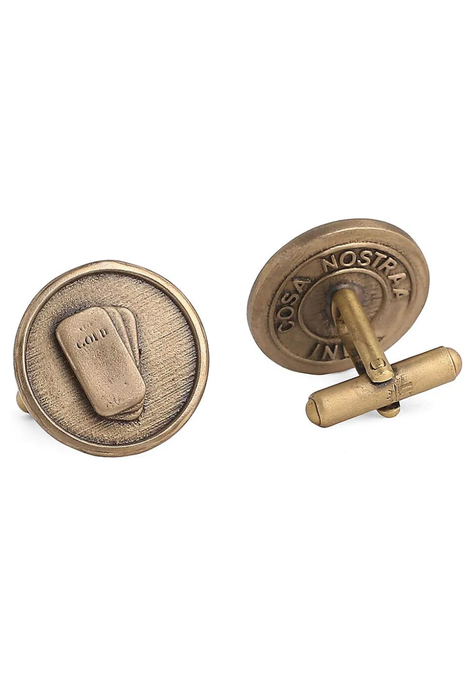Gold Biscuit Metallic Cufflink Pair