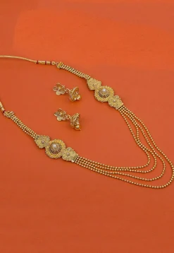 Gold Plated Beaded Layered Necklace Set