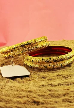 Golden Polished Bangle Set