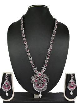 Golden Polished Stone Studded Necklace Set
