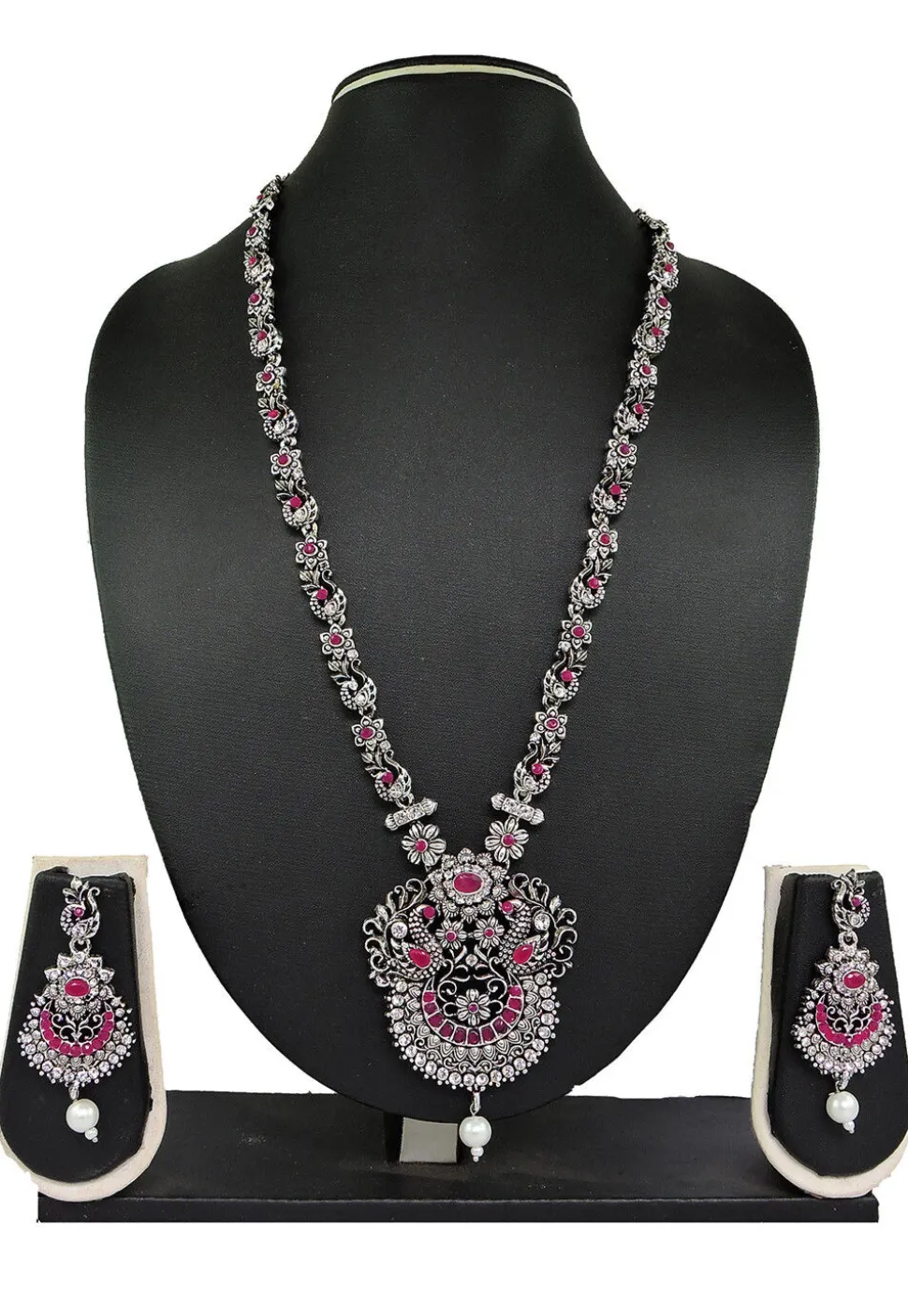 Golden Polished Stone Studded Necklace Set