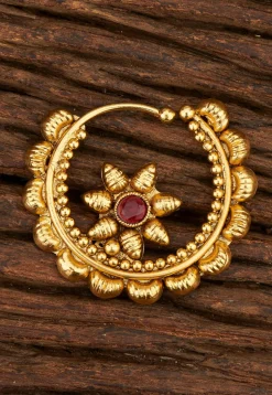 Golden Polished Stone Studded Nose Ring