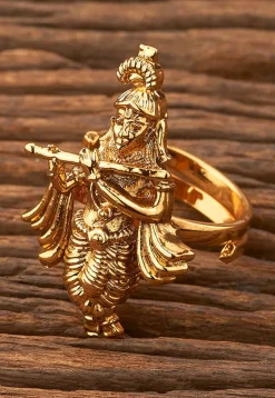Golden Polished Temple Adjustable Ring