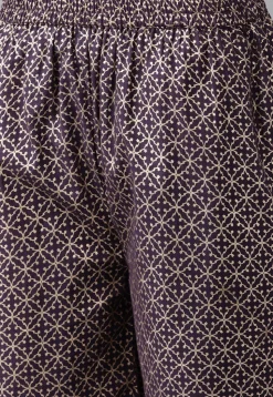 Golden Printed Cotton Pakistani Suit in Dark Purple