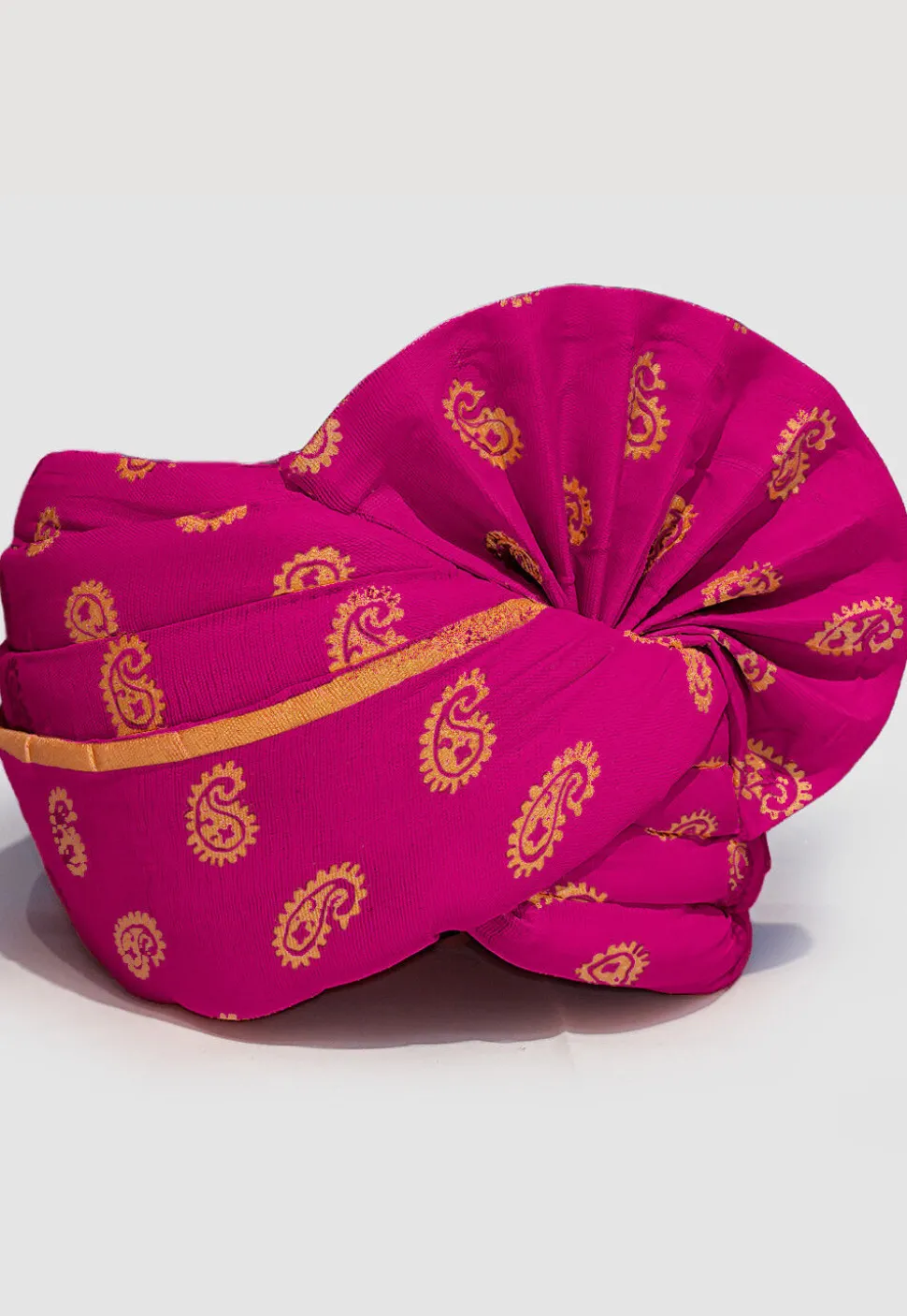 Golden Printed Cotton Unisex Turban in Magenta