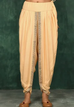 Golden Printed Rayon Salwar in Light Peach