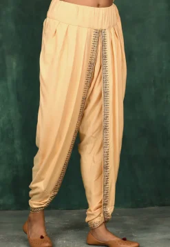 Golden Printed Rayon Salwar in Light Peach