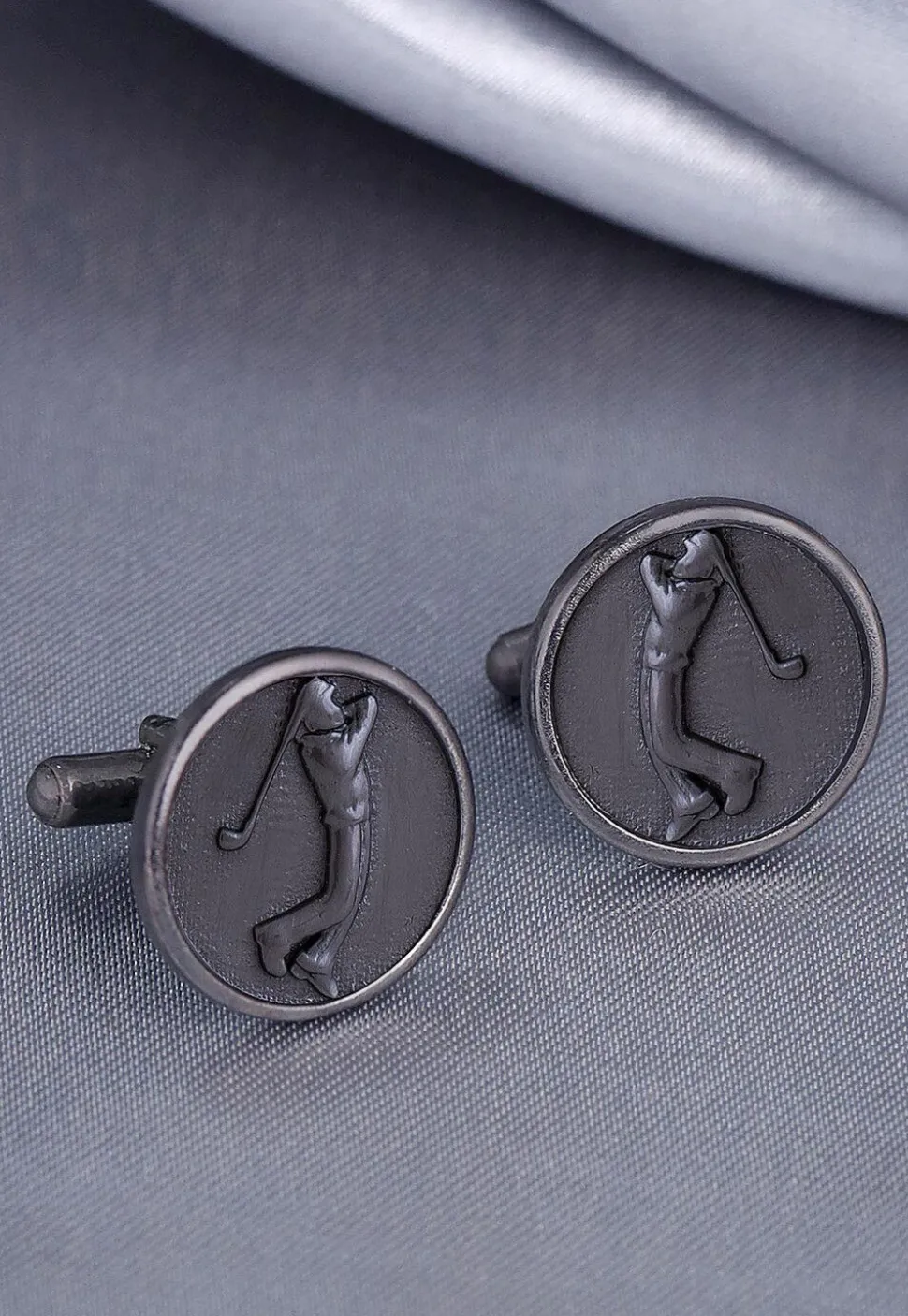 Golfer Metallic Cufflink Pair