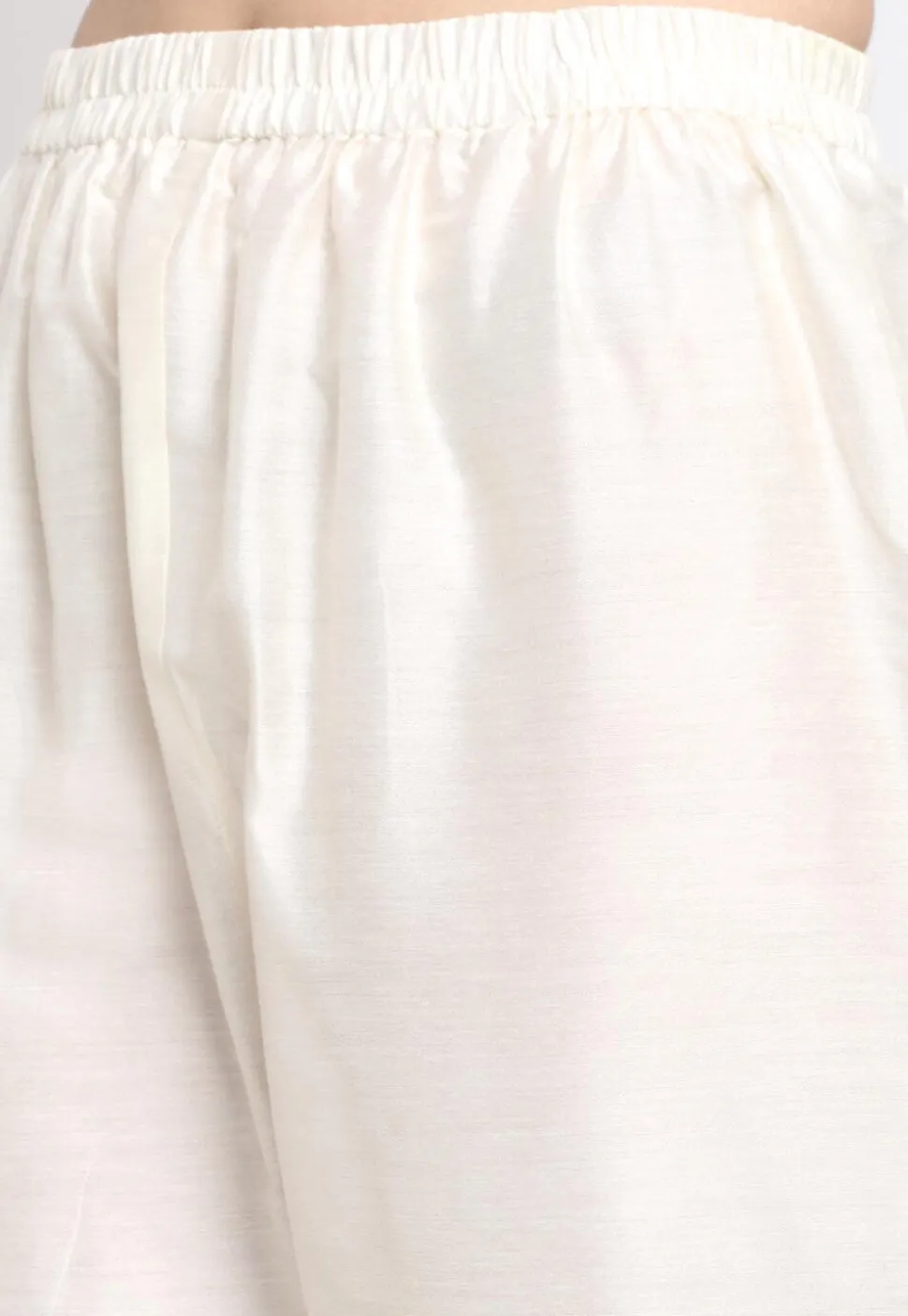 Gota Embellished Cotton Silk Pakistani Suit in Off White
