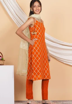 Gota Embellished Georgette Pakistani Suit in Orange