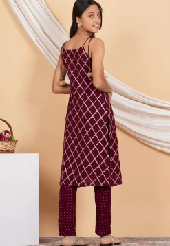 Gota Embellished Georgette Pakistani Suit in Wine