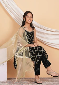 Gota Embellished Georgette Pakistani Suit in Black
