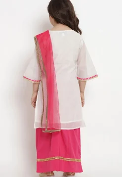 Gota Embellished Pure Chanderi Silk Pakitani Suit in White