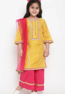 Gota Embellished Pure Chanderi Silk Pakitani Suit in Yellow