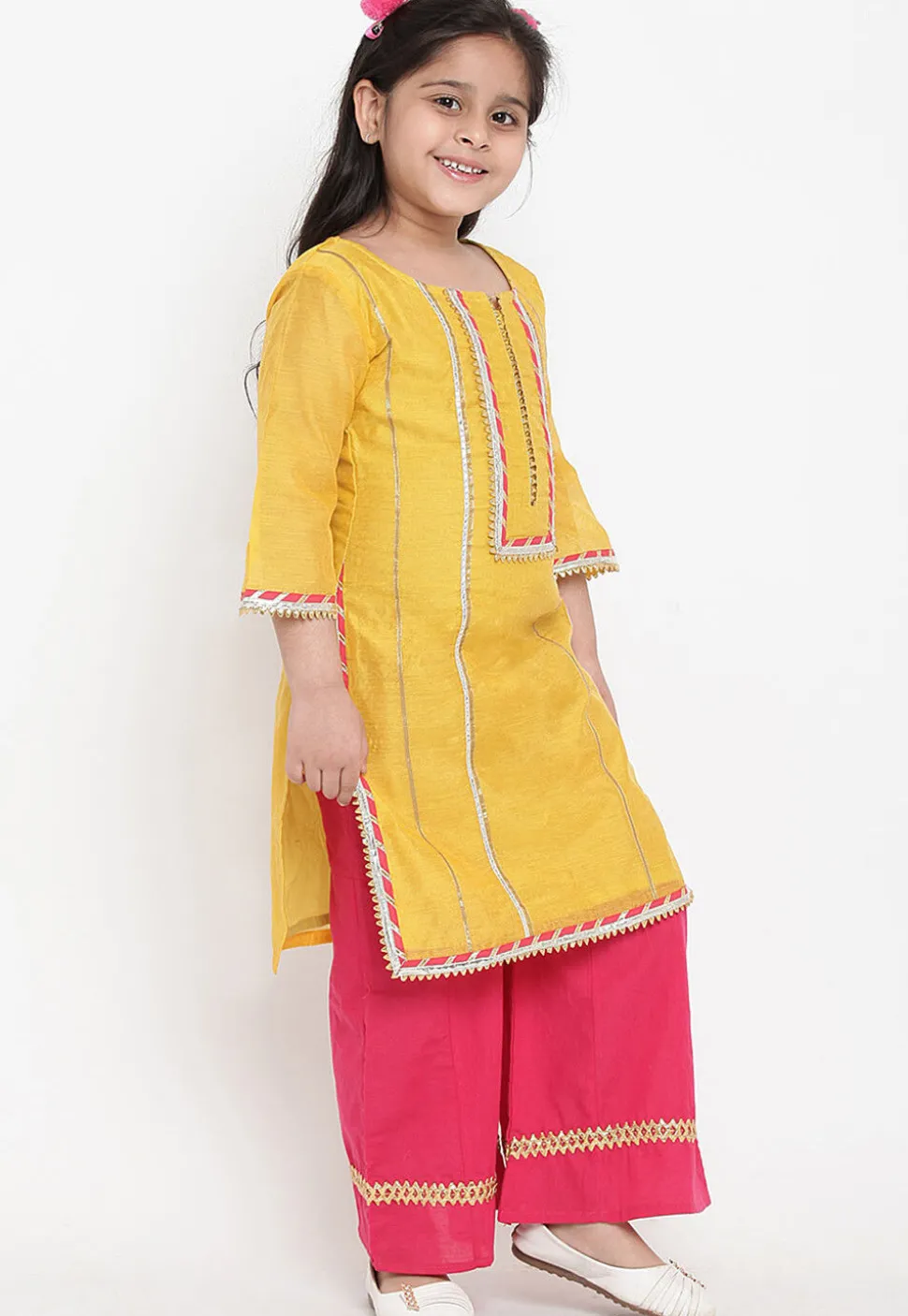 Gota Embellished Pure Chanderi Silk Pakitani Suit in Yellow