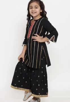 Gota Embellished Rayon Pakitani Suit in Black