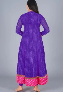 Gota Embroidered Georgette(Mothra) Anarkali Suit in Purple