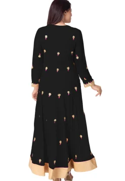 Gota Embroidered Georgette Abaya Style Suit in Black