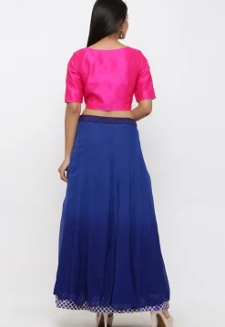 Gota Embroidered Georgette Lehenga in Shaded Blue