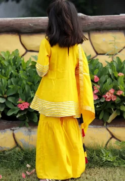 Gota Lace Cotton Pakistani Suit in Yellow