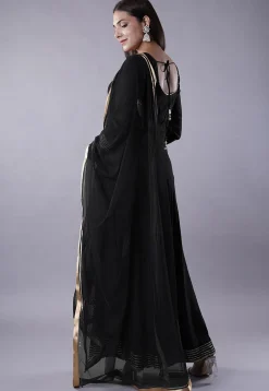 Gota Lace Rayon Abaya Style Suit in Black