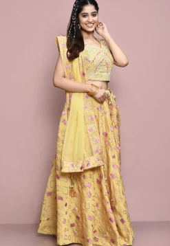 Gota Patti Art Silk Lehenga in Yellow