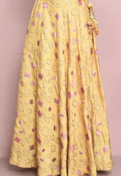 Gota Patti Art Silk Lehenga in Yellow