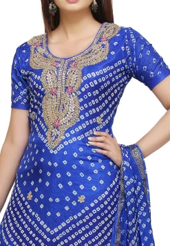 Gota Patti Art Silk Straight Suit in Royal Blue