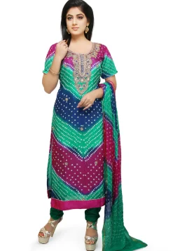 Gota Patti Art Silk Straight Suit in Multicolor