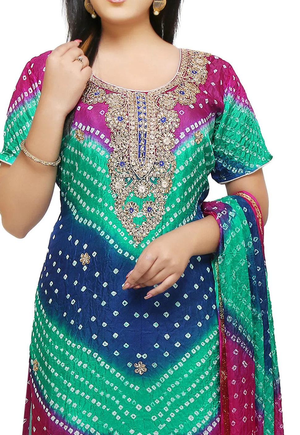Gota Patti Art Silk Straight Suit in Multicolor