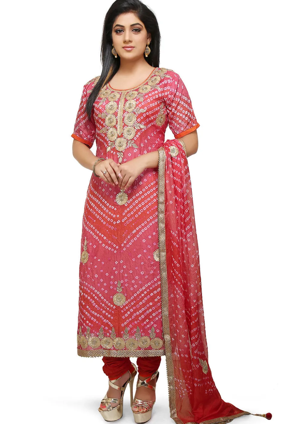 Gota Patti Art Silk Straight Suit in Pink